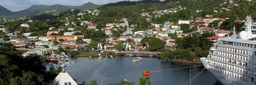 Cruise ship at the Castries Cruise Port in St. Lucia.