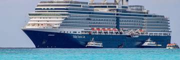 Holland America Eurodam at Half Moon Cay with tender boats.