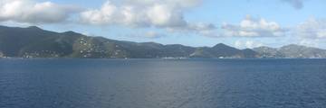 View of Road Town harbour on Tortola from a departing cruise ship.